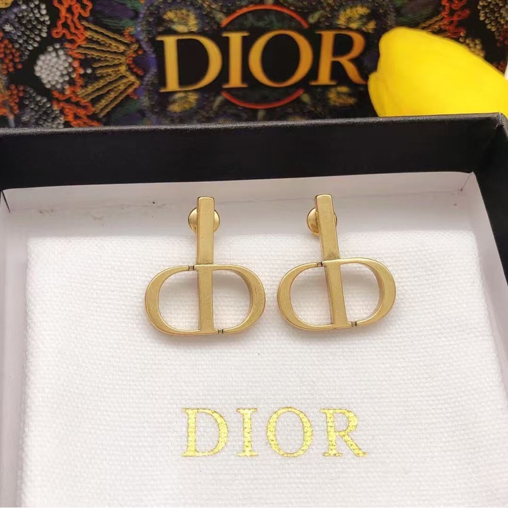 Dior Gold Logo Earrings